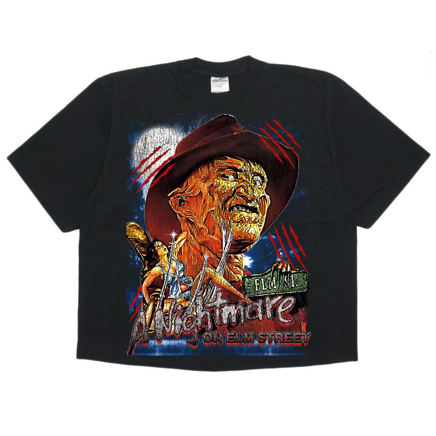 Nightmare On Elm Street Freddy Krueger Vintage Style Bootleg Boxy Tee