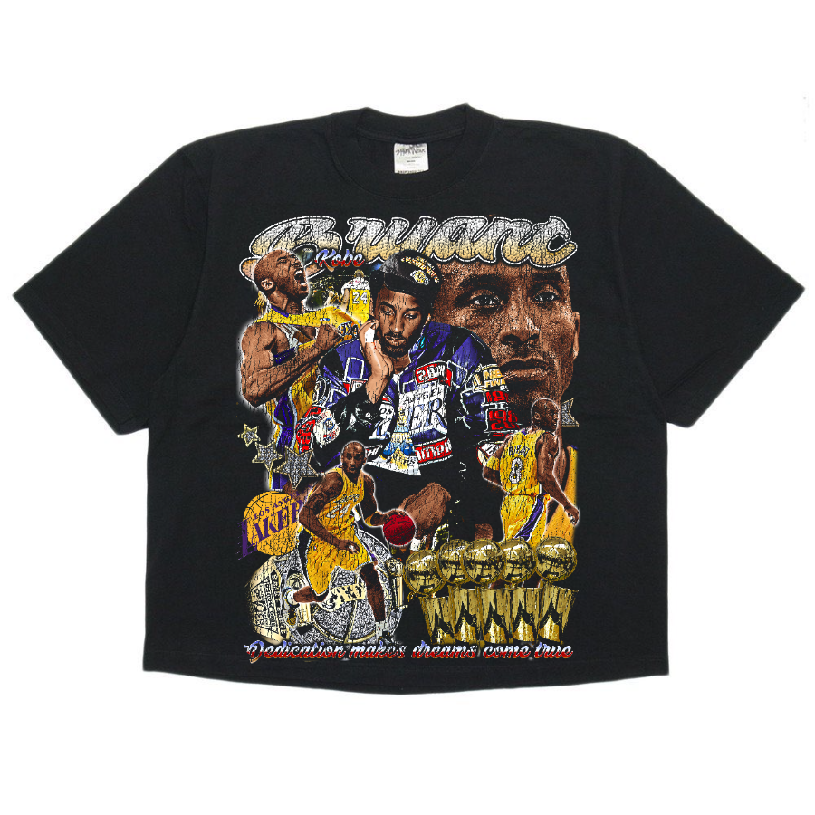 Kobe Bryant Championships Vintage Style Bootleg Boxy Tee