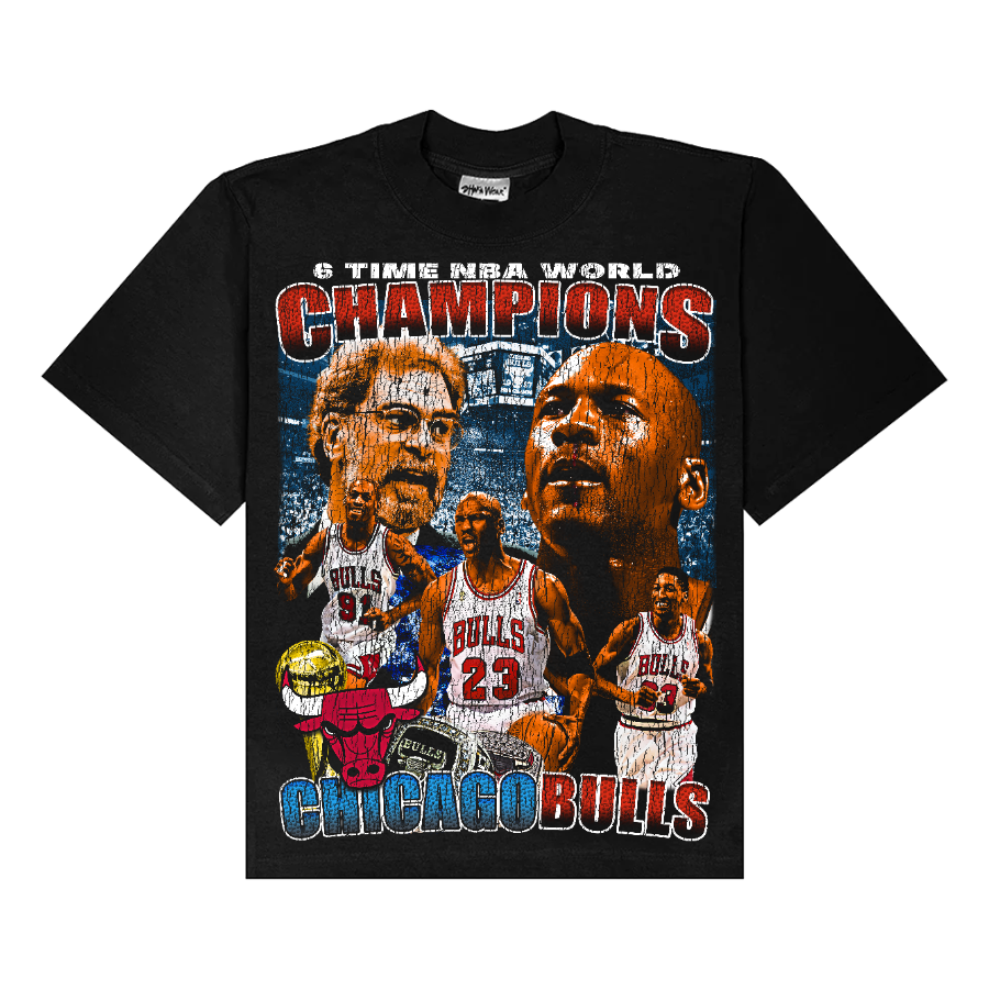 Chicago Bulls 3 Peat Champions Vintage Style Bootleg Tee
