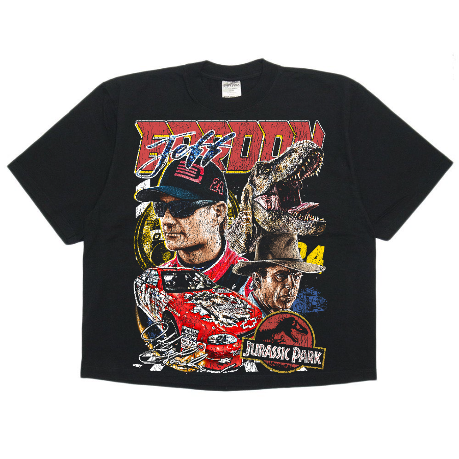 Jeff Gordon Jurassic Park Nascar Vintage Style Bootleg Boxy Tee