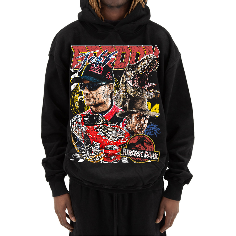 Jeff Gordon Jurassic Park Nascar Vintage Style Bootleg Hoodie