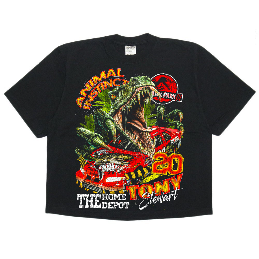 Tony Stewart Nascar Jurassic Park Vintage Style Bootleg Boxy Tee