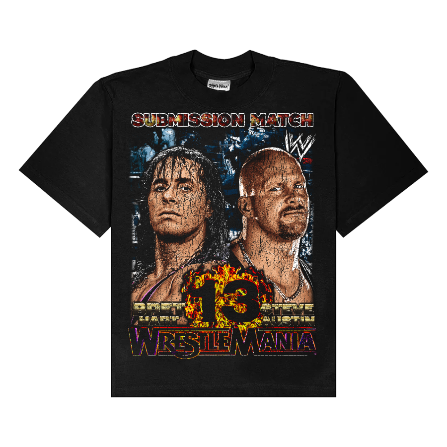 Bret Hart vs. Steve Austin WrestleMania 13 Vintage Style Bootleg Tee