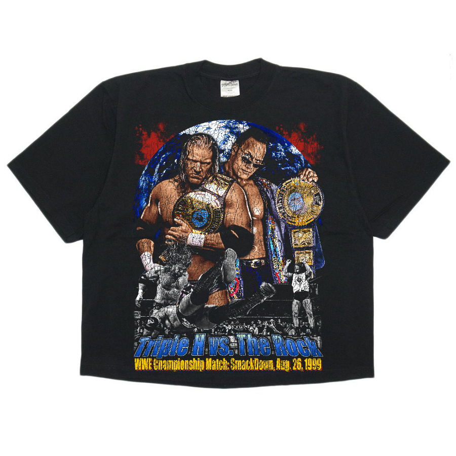 Triple H vs. The Rock 1999 Vintage Style Bootleg Boxy Tee